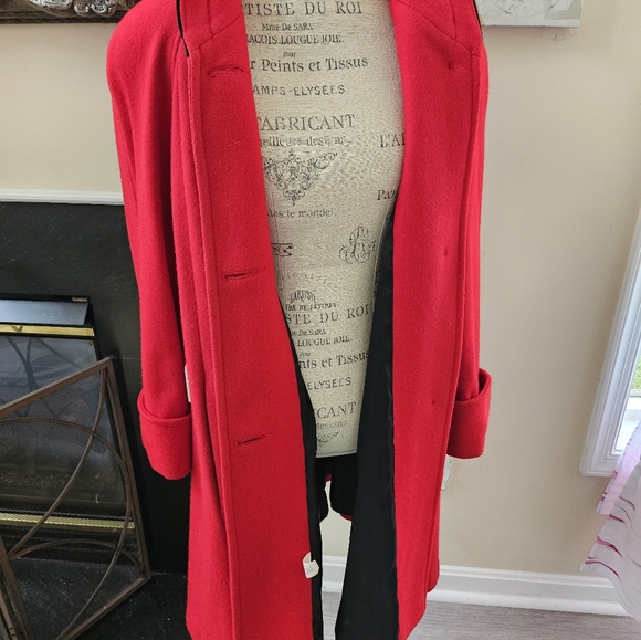 Vintage Red Wool Jacket Swing Coat 1960s Union Tag Fur Hat - Picture 10 of 15